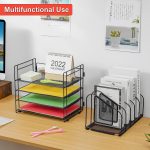 Lavatino Desk Organizers with File Sorter, 5-Tier Mesh Desk File Organizer with 5 Vertical File Holders, Multifunction Desktop Organizer, Desk Organizers and Accessories for Home Office - Image 2